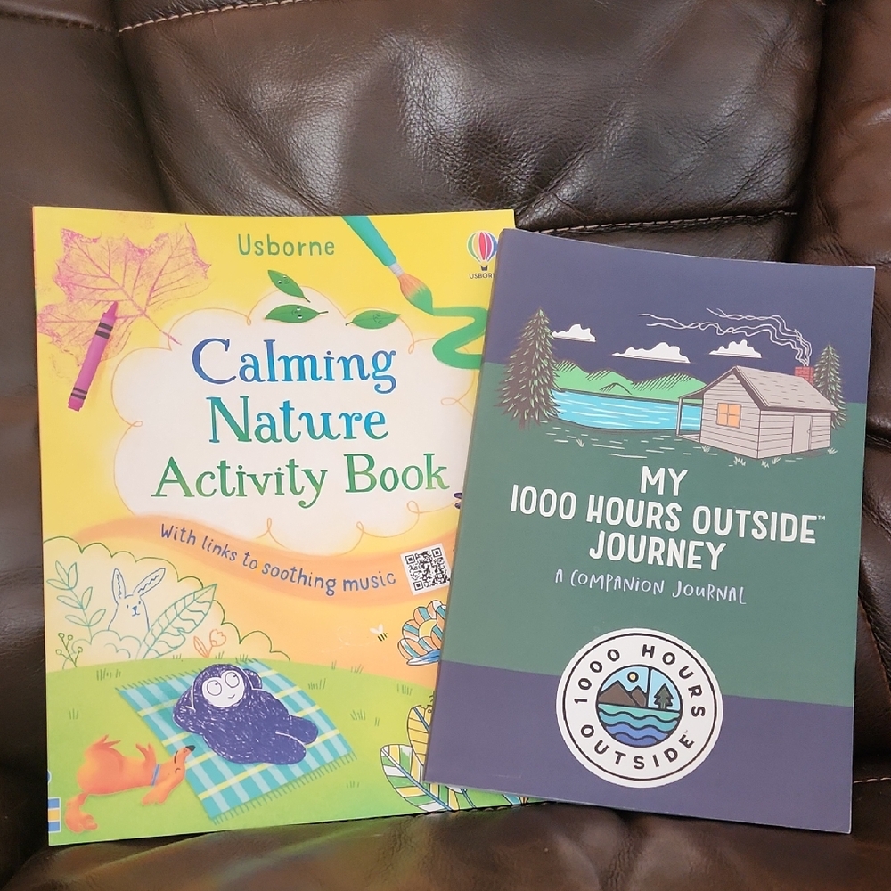 Usborne Calming Nature Activity Book & 1000 Hours Outside Journal Books Lot Of 2